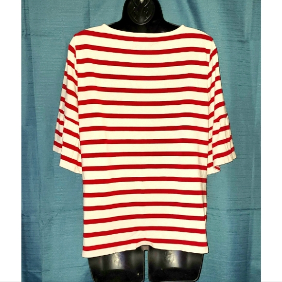(3/$25) Talbots Red White Striped Top - Picture 3 of 5